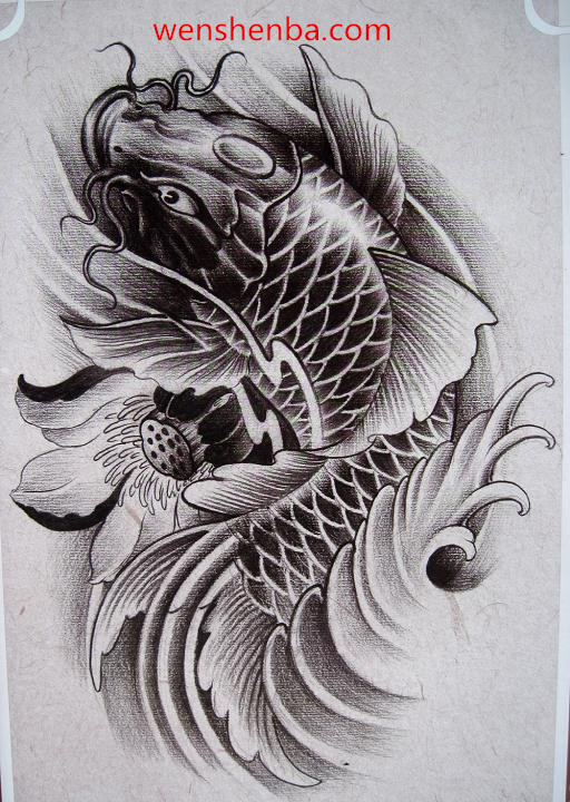 鲤鱼纹身,莲花纹身