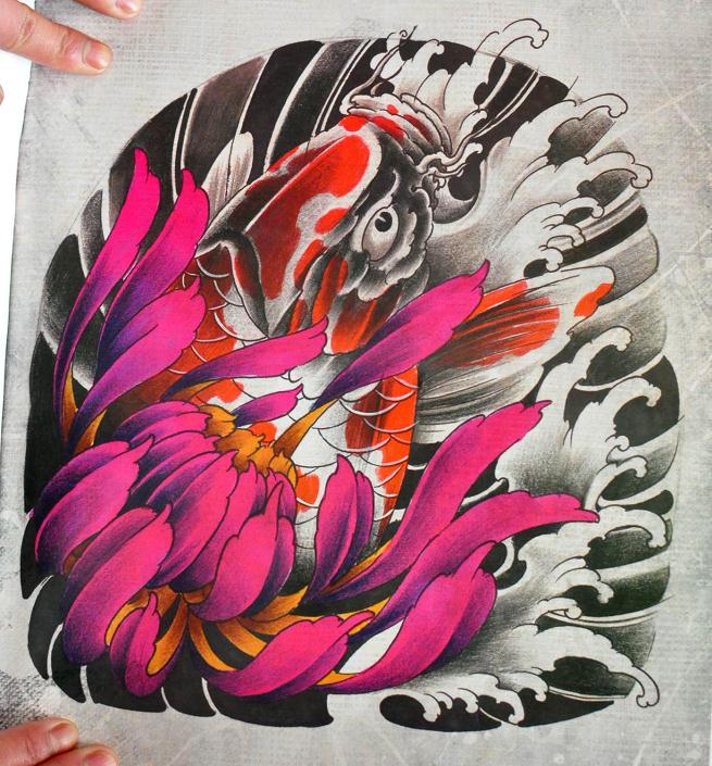 鲤鱼纹身,菊花纹身