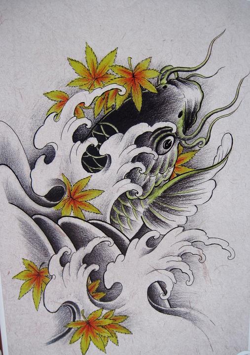 鲤鱼纹身,枫叶纹身