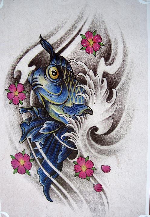 樱花纹身,金鱼纹身