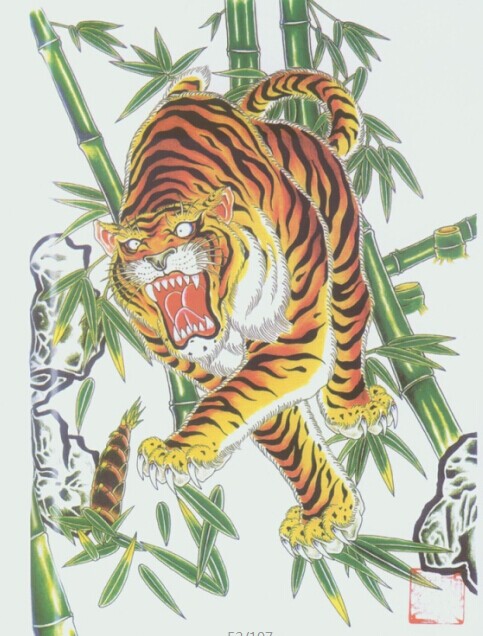 日本刺青原画老虎纹身