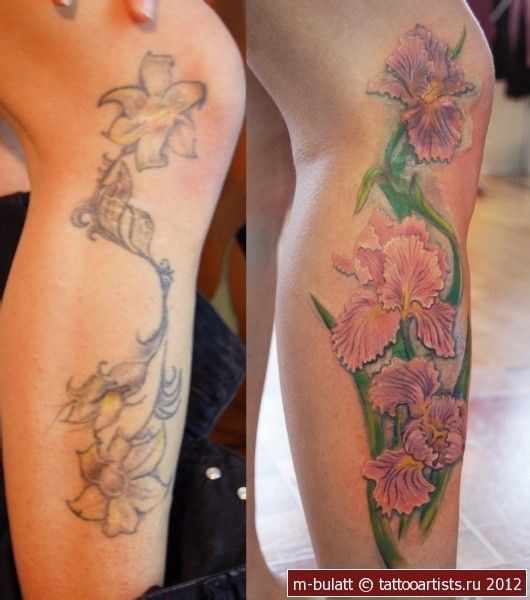 腿部遮盖之花朵纹身图案