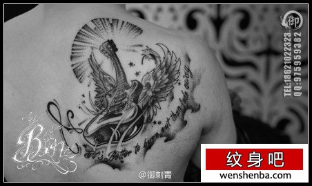 肩背的吉他纹身