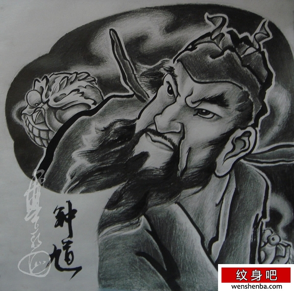 浙江纹身手稿推荐之半胛钟馗纹身手稿系列