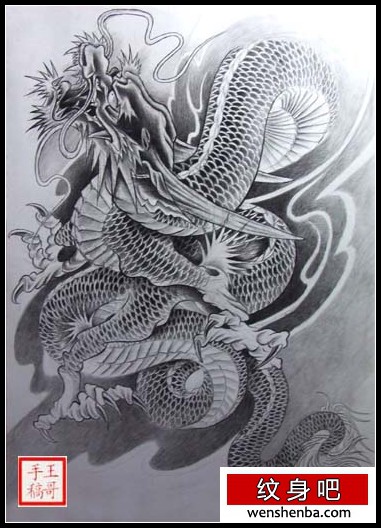 店为你介绍一枚霸气的满背龙纹身