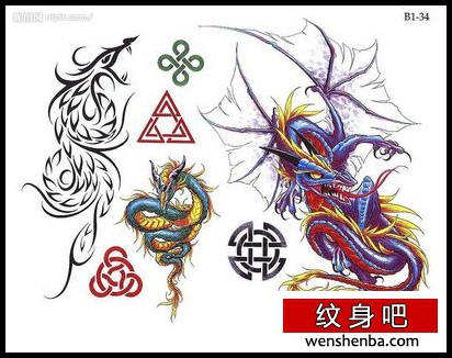 欧式龙纹身图腾凤凰纹身
