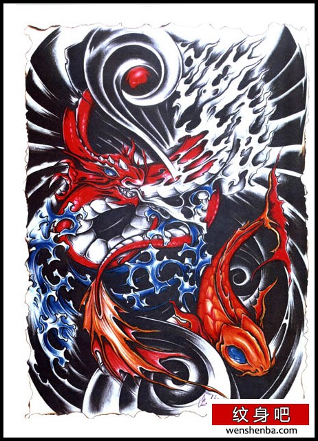 培训学校提供一枚欧美满背龙纹身（tattoo)