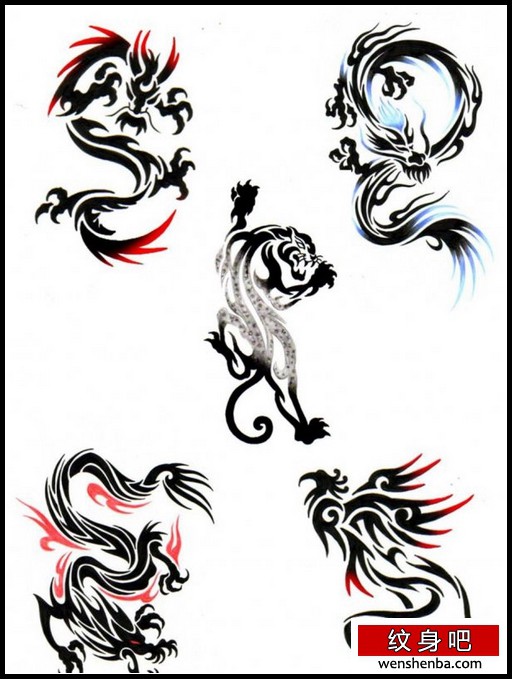 一组很柔美的图腾龙纹身龙图腾纹身