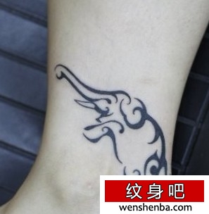 图腾纹身腿部图腾大象纹身