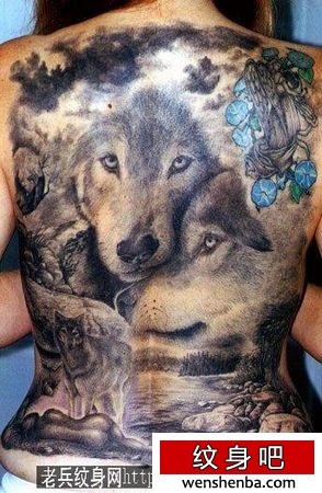 狼纹身满背狼狼头纹身纹身