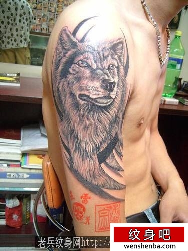 狼纹身手臂狼头狼纹身纹身