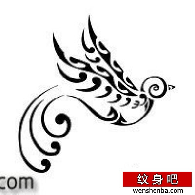 可爱的图腾小鸟纹身