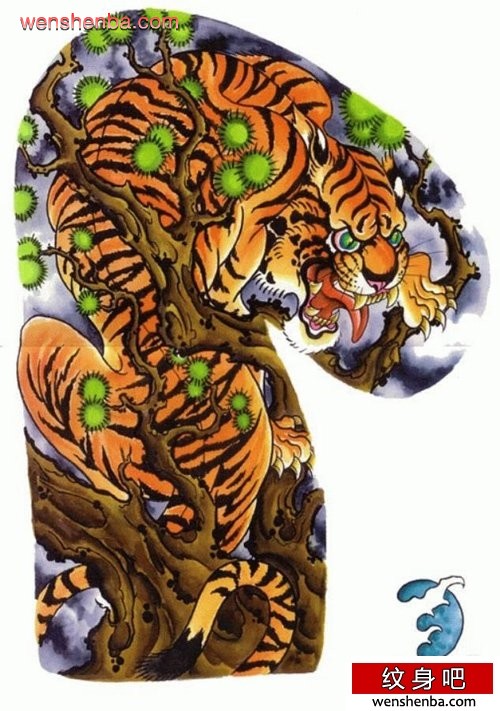 超酷传统半胛老虎纹身