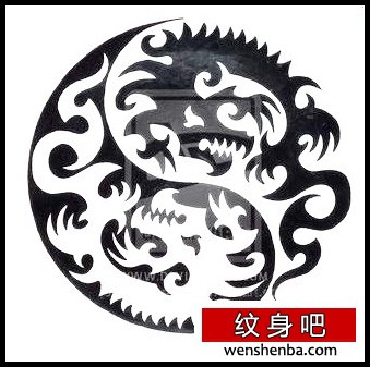 超帅时尚的一枚图腾八卦龙纹身