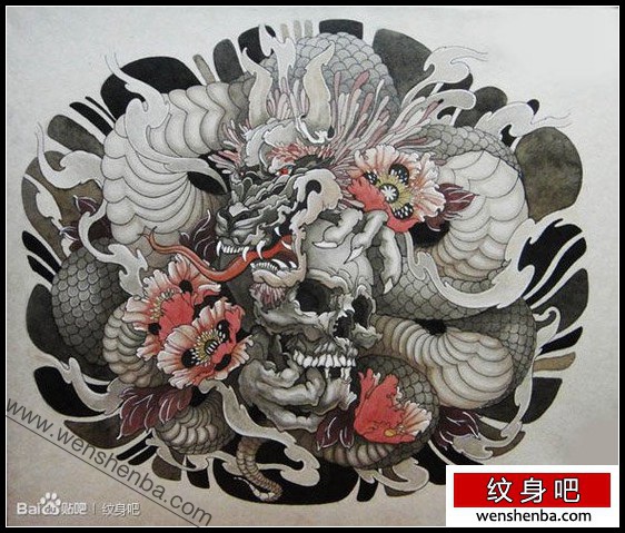 一枚霸气很酷的龙纹身手稿