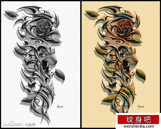 时髦的一枚欧美3D纹身手稿