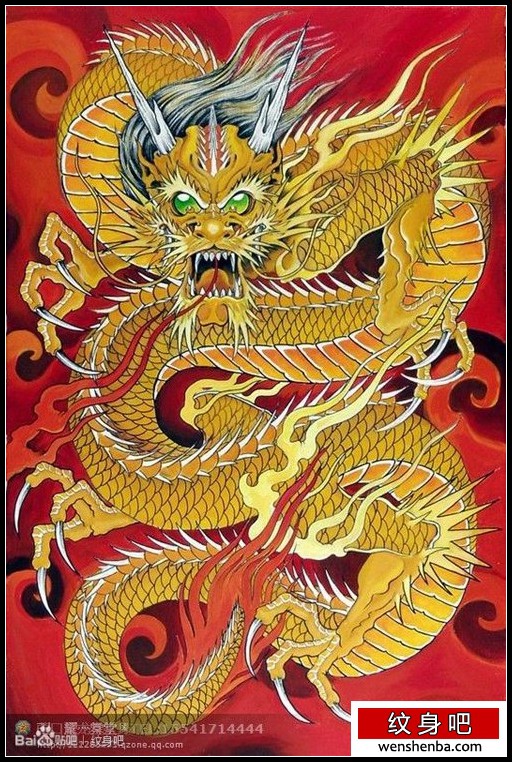 霸气很酷的一枚传统满背龙纹身