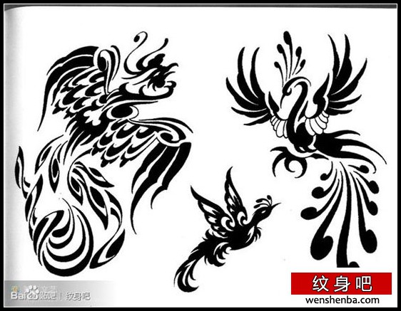 凤凰戏牡丹纹身图案图片