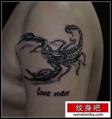 男性手臂欧美风格的蝎子纹身