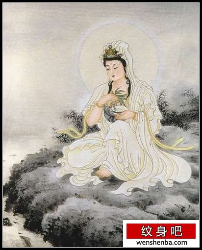 湖边静坐观音纹身