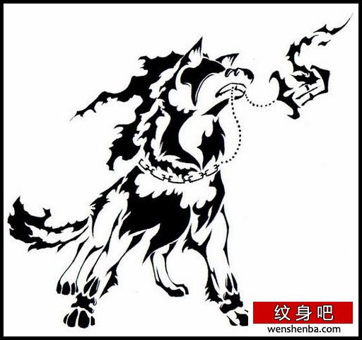 帅气好看的图腾狗纹身
