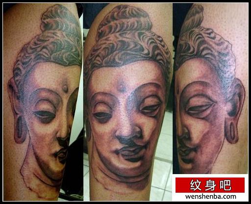 佛纹身腿部佛纹身