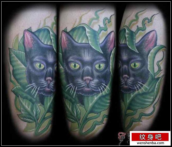可爱黑色猫咪纹身