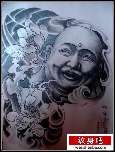 半胛莲花佛传统纹身