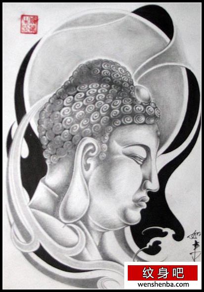 介绍一枚适合大臂纹身的佛头纹身（tattoo）