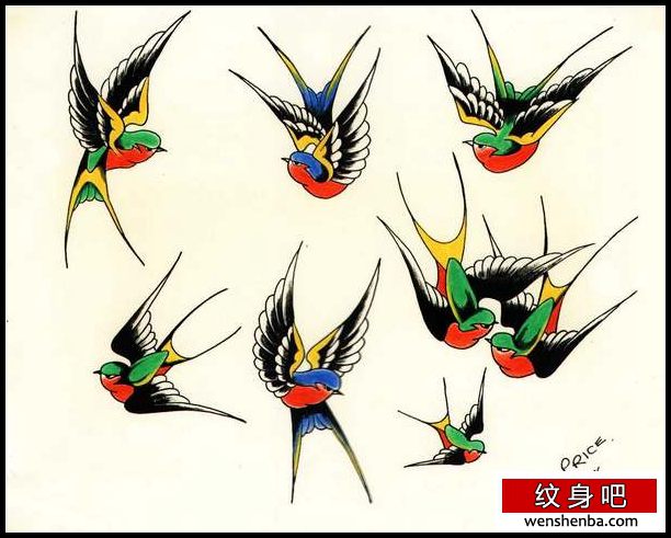 一组燕子刺青，燕子纹身总汇