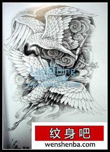 传统纹身仙鹤纹身