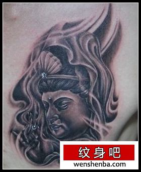 观音纹身胸部观音头像佛像纹身