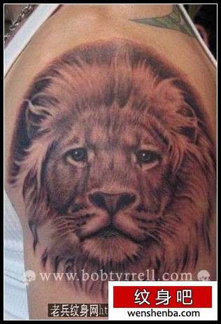 狮头纹身超帅气手臂狮子头纹身