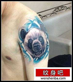 手臂国宝大熊猫纹身