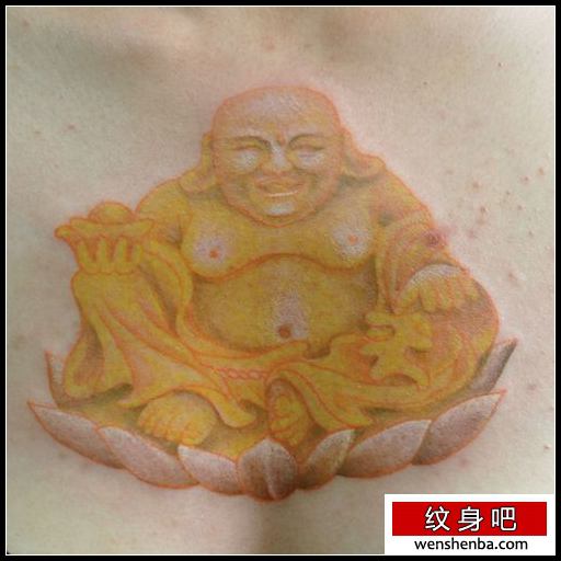 一枚彩色弥勒佛纹身