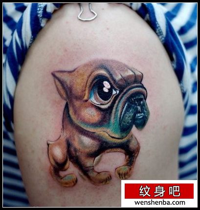 手臂卡通斗牛犬纹身