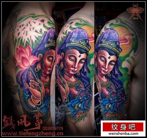男性手臂权威好看的观音纹身