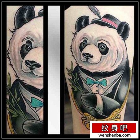 手臂一枚权威时髦的熊猫纹身