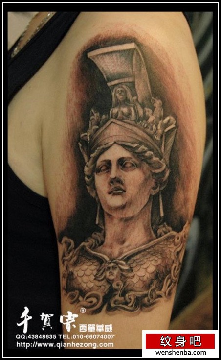 女人手臂一枚雅典娜纹身