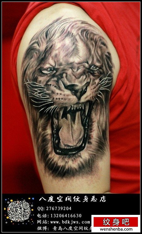 男性手臂帅气帅气的狮头纹身