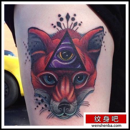 腿部时髦时髦的狐狸纹身