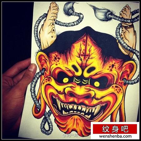 帅气时髦的一枚般若纹身手稿