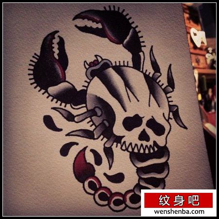 可爱时髦的一枚蝎子纹身手稿