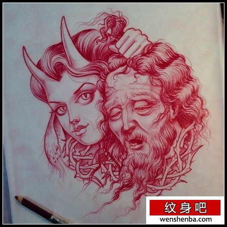 时髦的恶魔与耶稣纹身