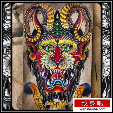一枚时髦的恶魔猴子纹身手稿