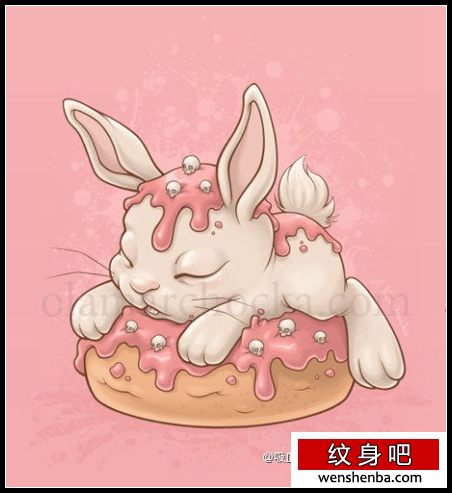 个性可爱的小兔子纹身手稿