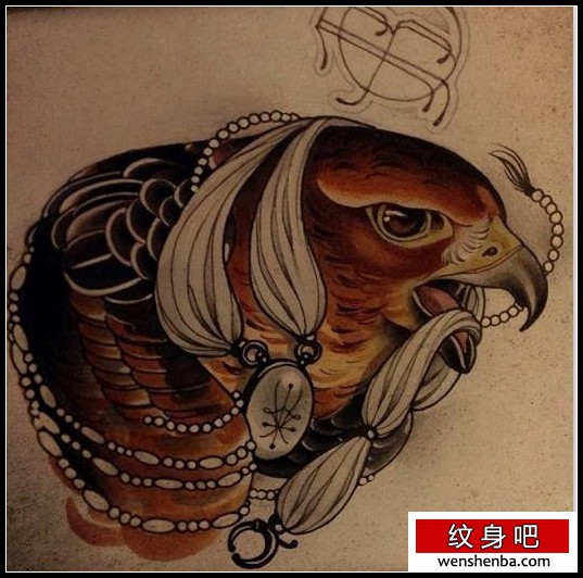 介绍大家欣赏一枚欧美老鹰纹身
