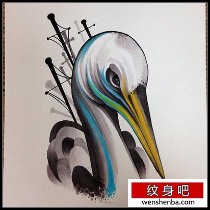 介绍一枚非常漂亮的鹤纹身手稿