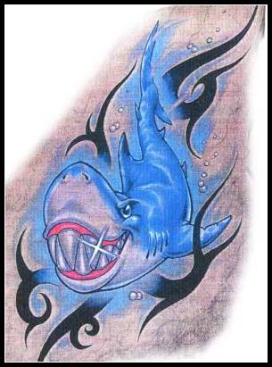 鲨鱼纹身图腾鲨鱼纹身（tattoo)