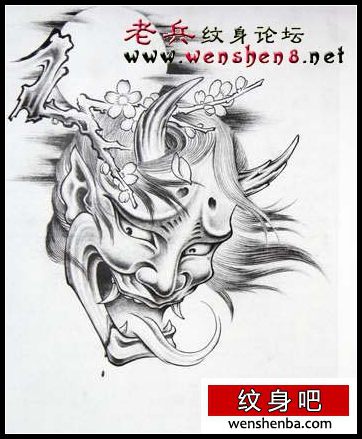 传统刺青日本般若樱花刺青